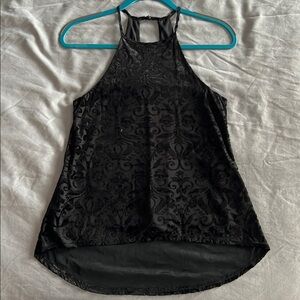 Francesca’s Black High Neck Velvet Tank Top